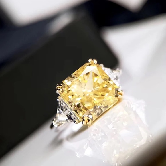 8ct Radiant Cut Canary Ring - Picture 8 of 15